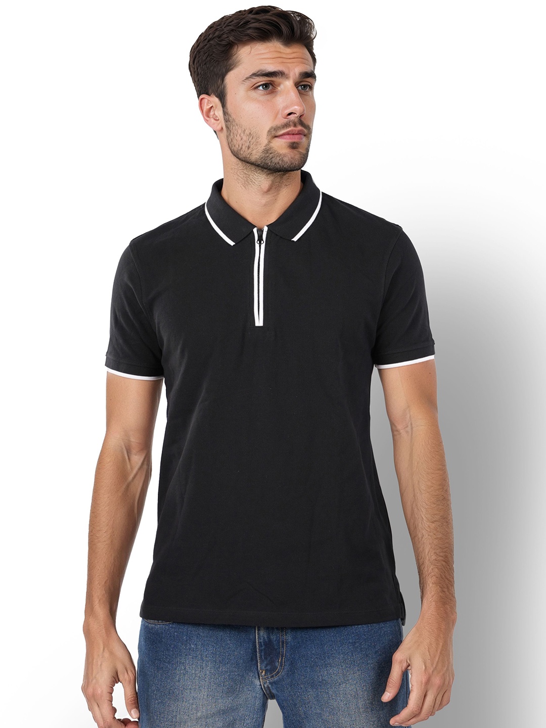 

Celio Men Solid Polo Collar Cotton T-Shirt, Black