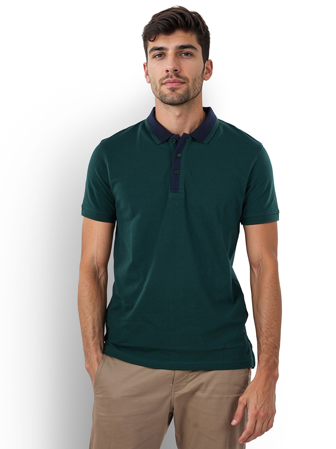 

Celio Men Solid Polo Collar Cotton T-Shirt, Green