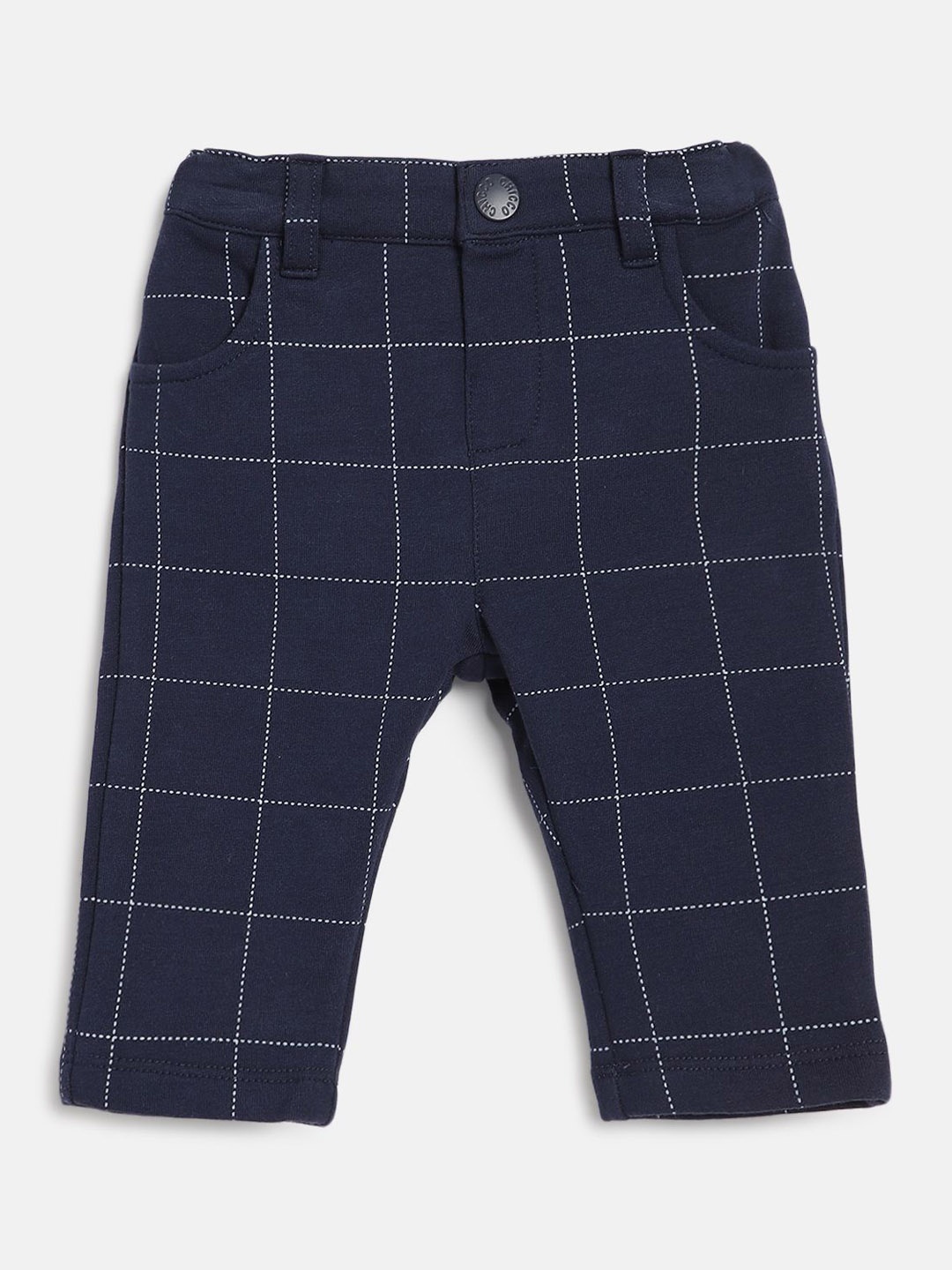 

Chicco Boys Mid-Rise Checked Relaxed Easy Wash Trousers, Navy blue