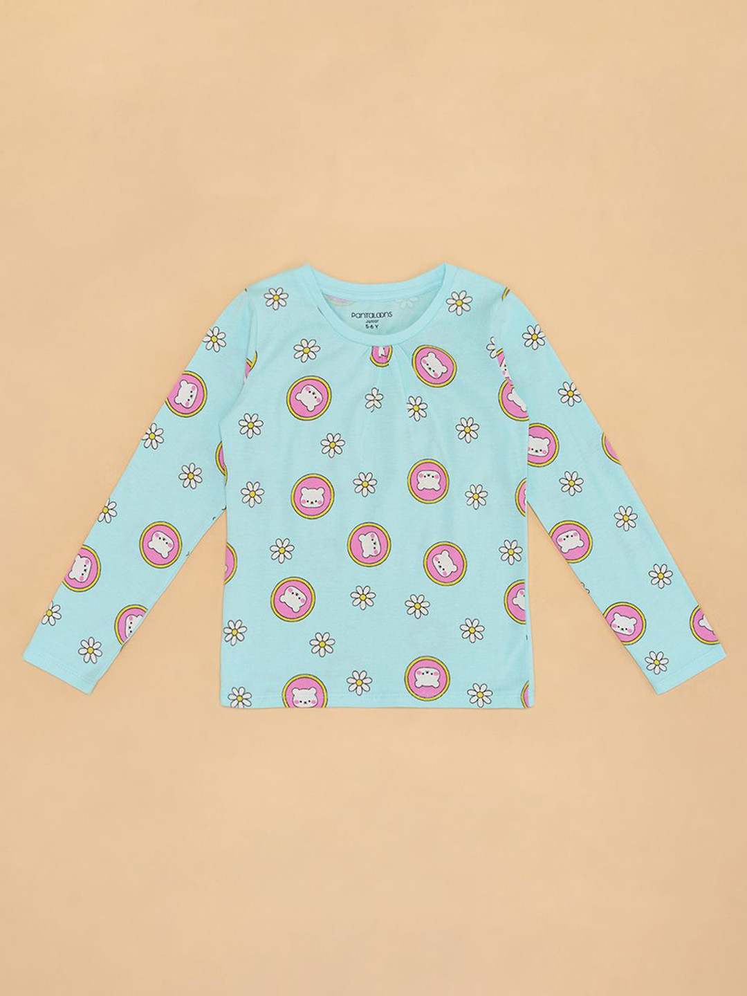 

Pantaloons Junior Girls Printed Applique T-shirt, Blue