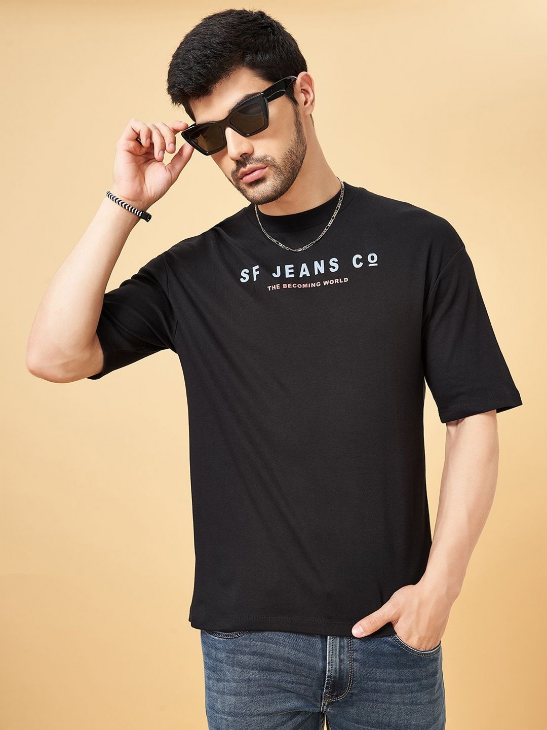 

SF JEANS by Pantaloons Men Typography T-shirt, Black