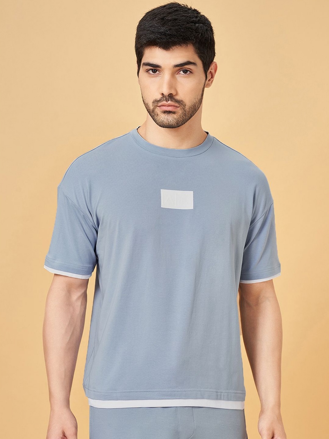 

Street 808 by Pantaloons Men Solid Relaxed Fit Round Neck T-shirt, Steel