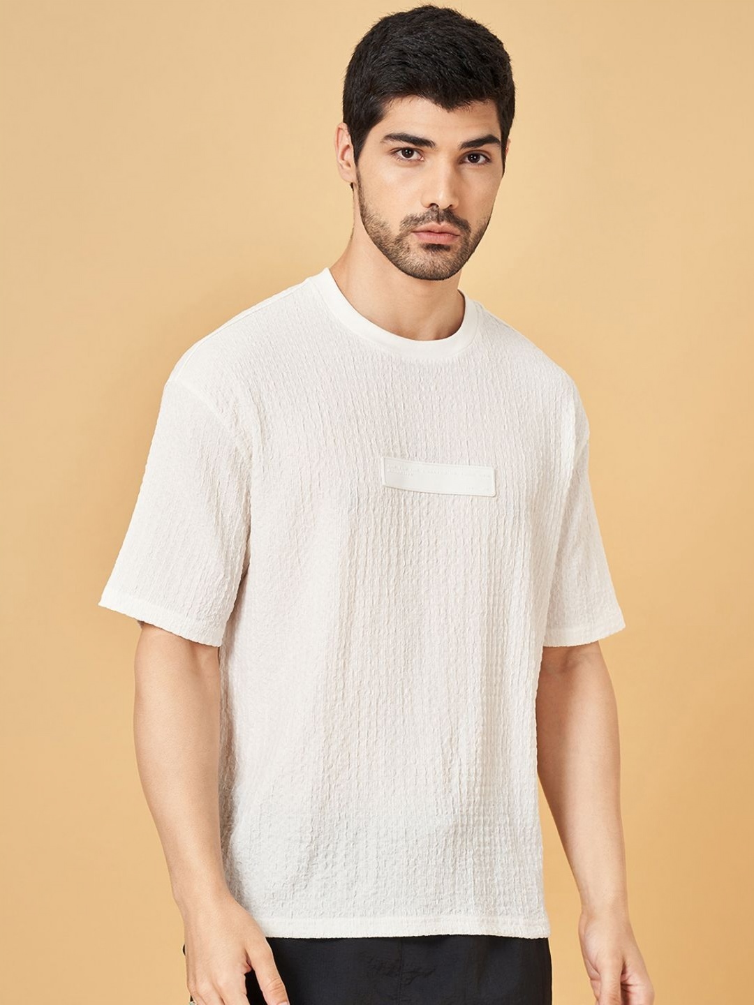 

Street 808 by Pantaloons Men Solid Pocket Boxy T-shirt, White