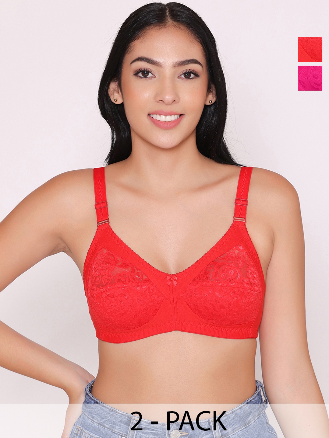 

INKURV Women PACK OF 2 Full Coverage Bra, Red