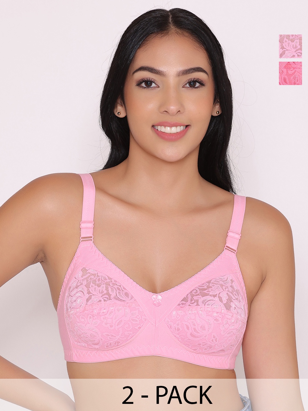 

INKURV Women Bra Full Coverage PACK OF 2, Pink