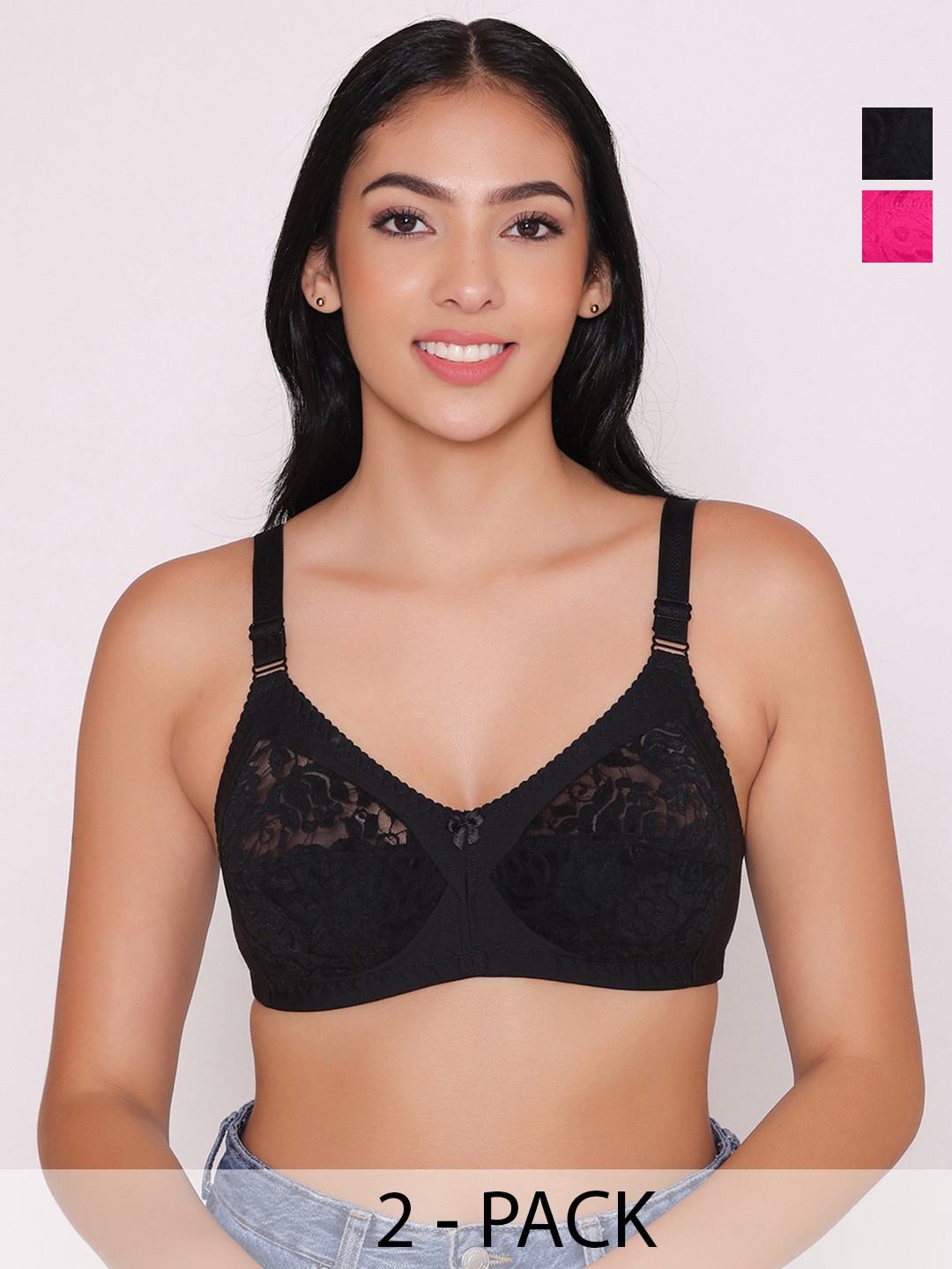 

INKURV Women Bra Full Coverage PACK OF 2, Pink