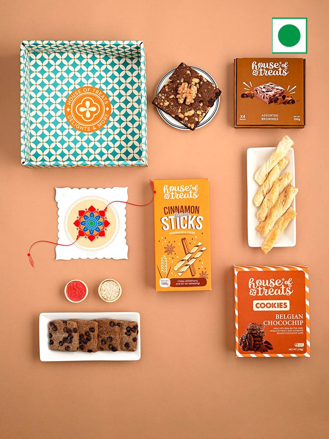 

RawFruit The Sun Rakhi With Roli Chawal Assorted Gifts, Brown