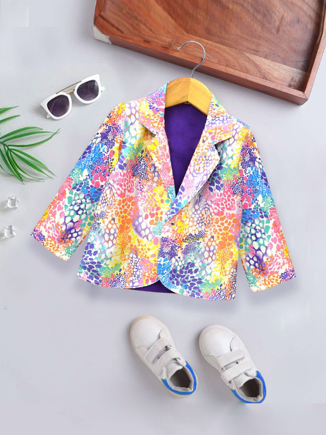 

A.T.U.N. Boys Printed Peaked Lapel Single Breasted Party Blazer, Blue