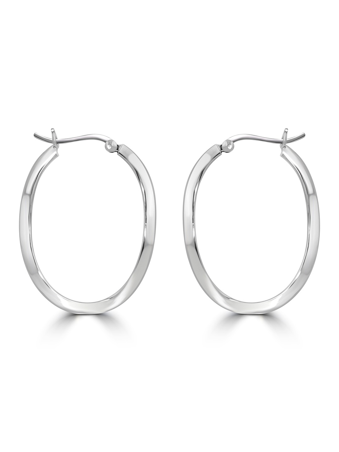

925 SILLER 925 Pure Silver Oval Hoop Earrings