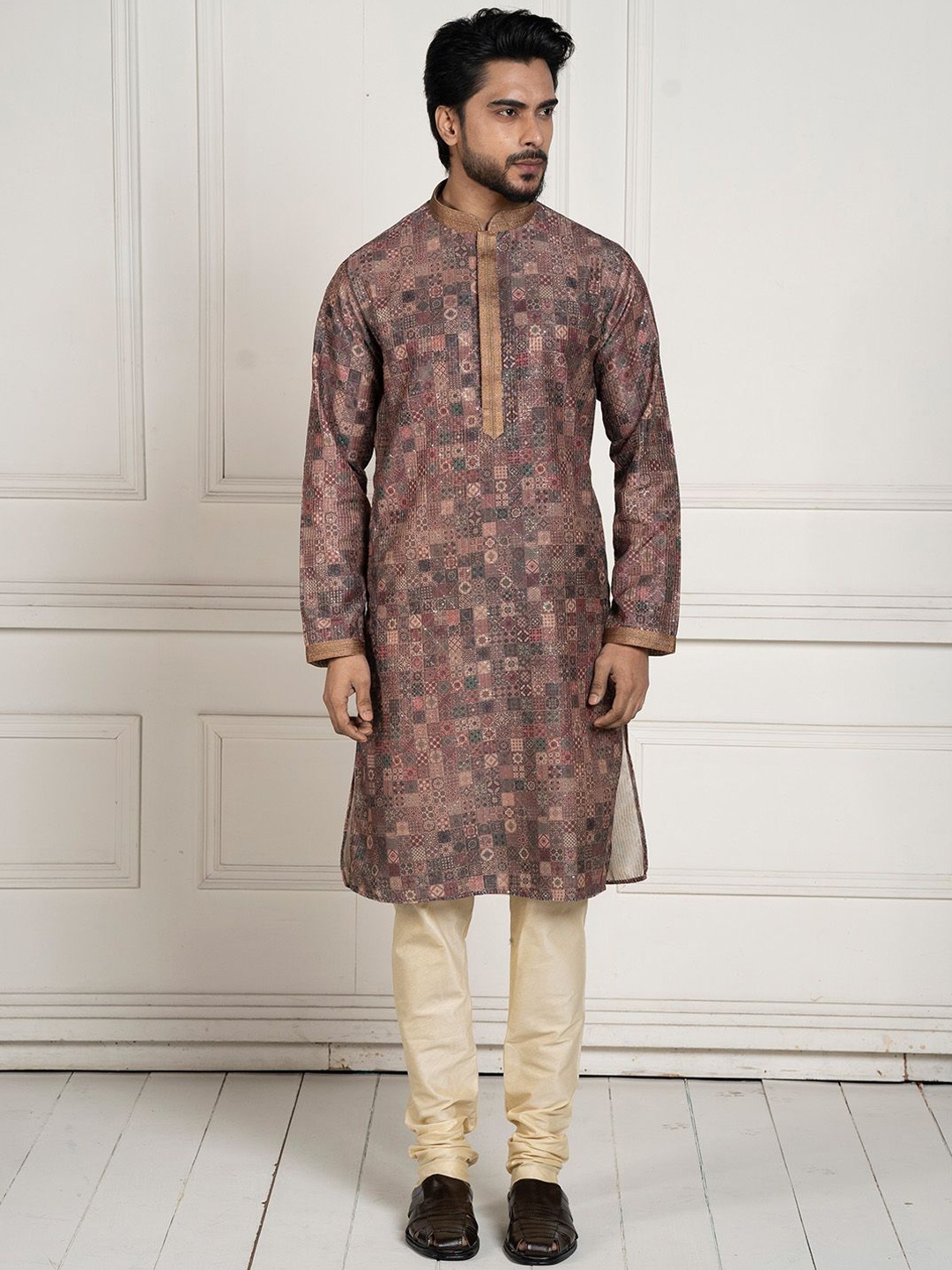 

KHAAS Ethnic Motifs Woven Design Cotton Kurta, Purple