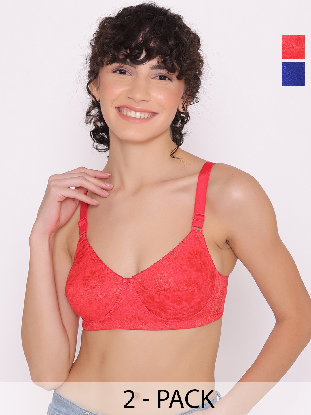 

INKURV Women Bra Full Coverage PACK OF 2, Blue