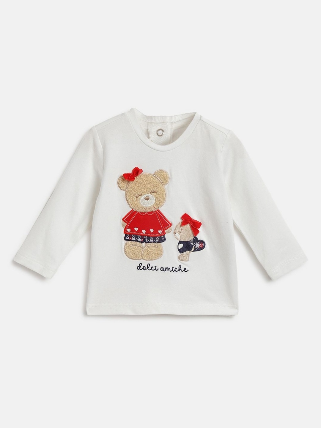 Chicco Girls Typography Printed Applique T-shirt, Off white