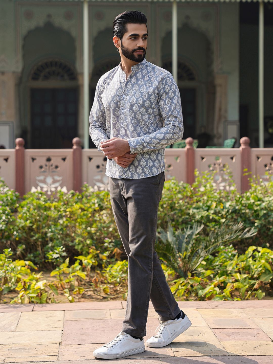 

SAY Men Straight Opaque Printed Casual Shirt, Grey