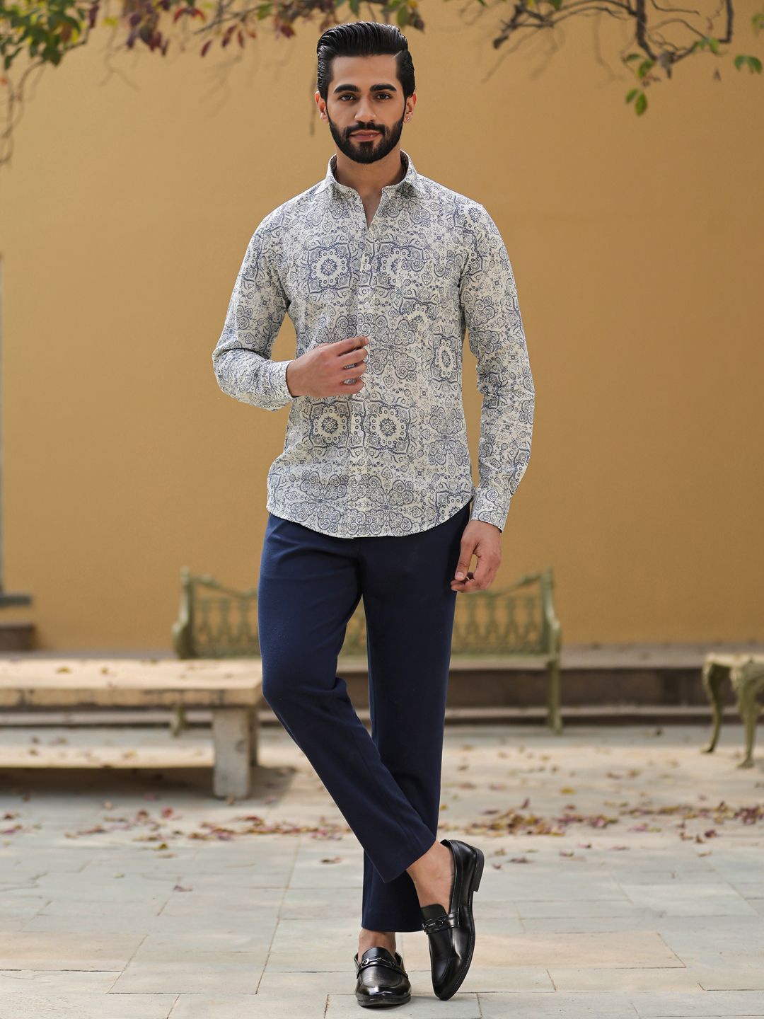 

SAY Men Straight Opaque Printed Casual Shirt, Grey