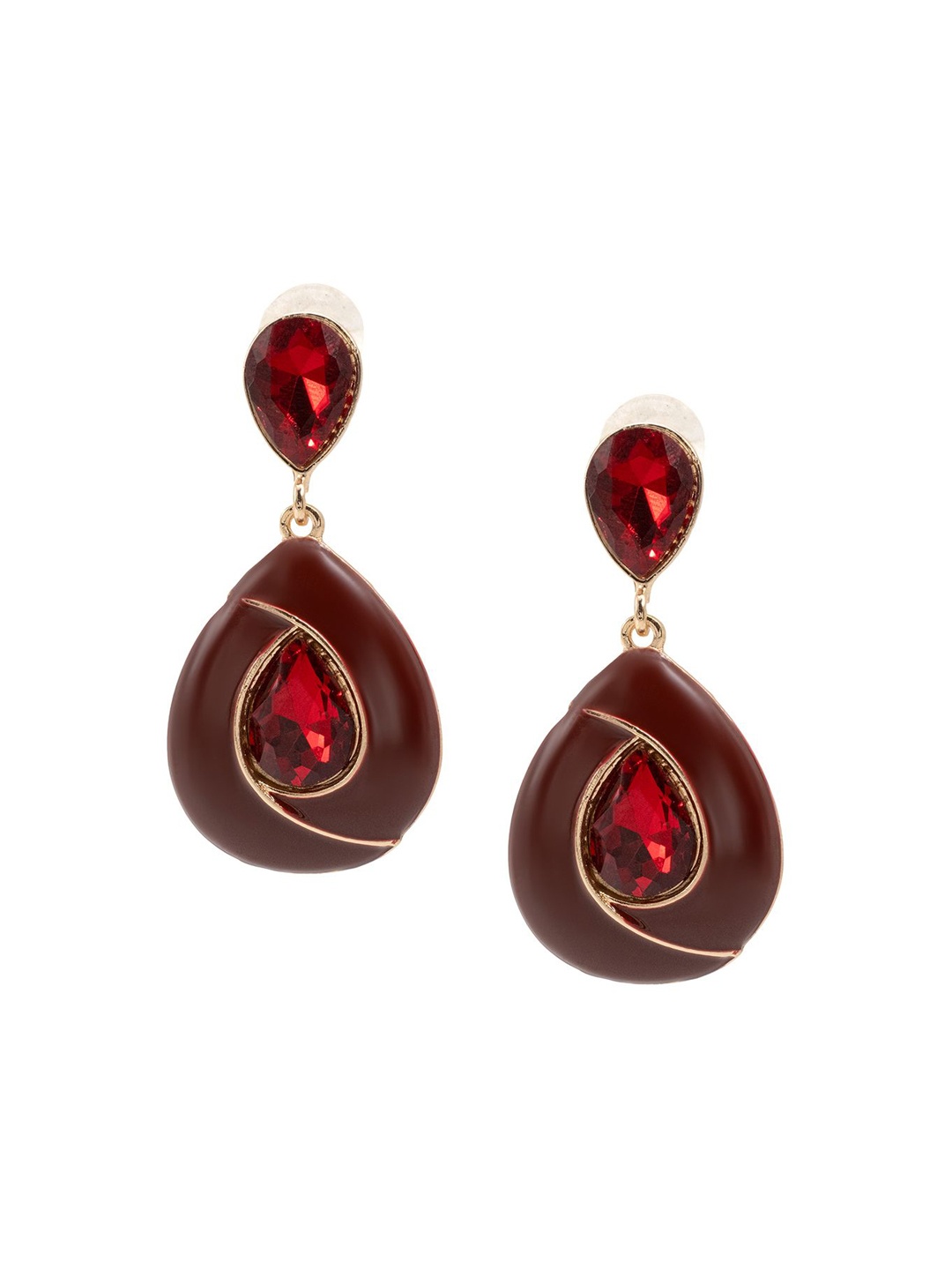 

Shining Jewel - By Shivansh Gold-Plated Cubic Zirconia Studded Drop Earrings