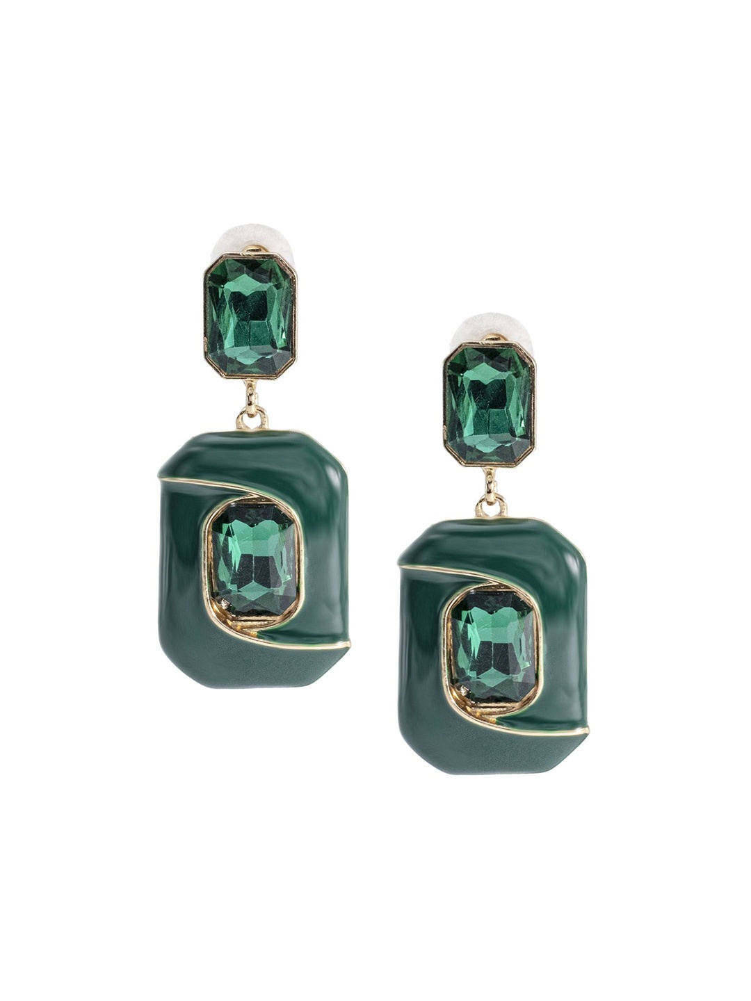 

Shining Jewel - By Shivansh Gold-Plated Cubic Zirconia Crystal Contemporary Drop Earrings, Green