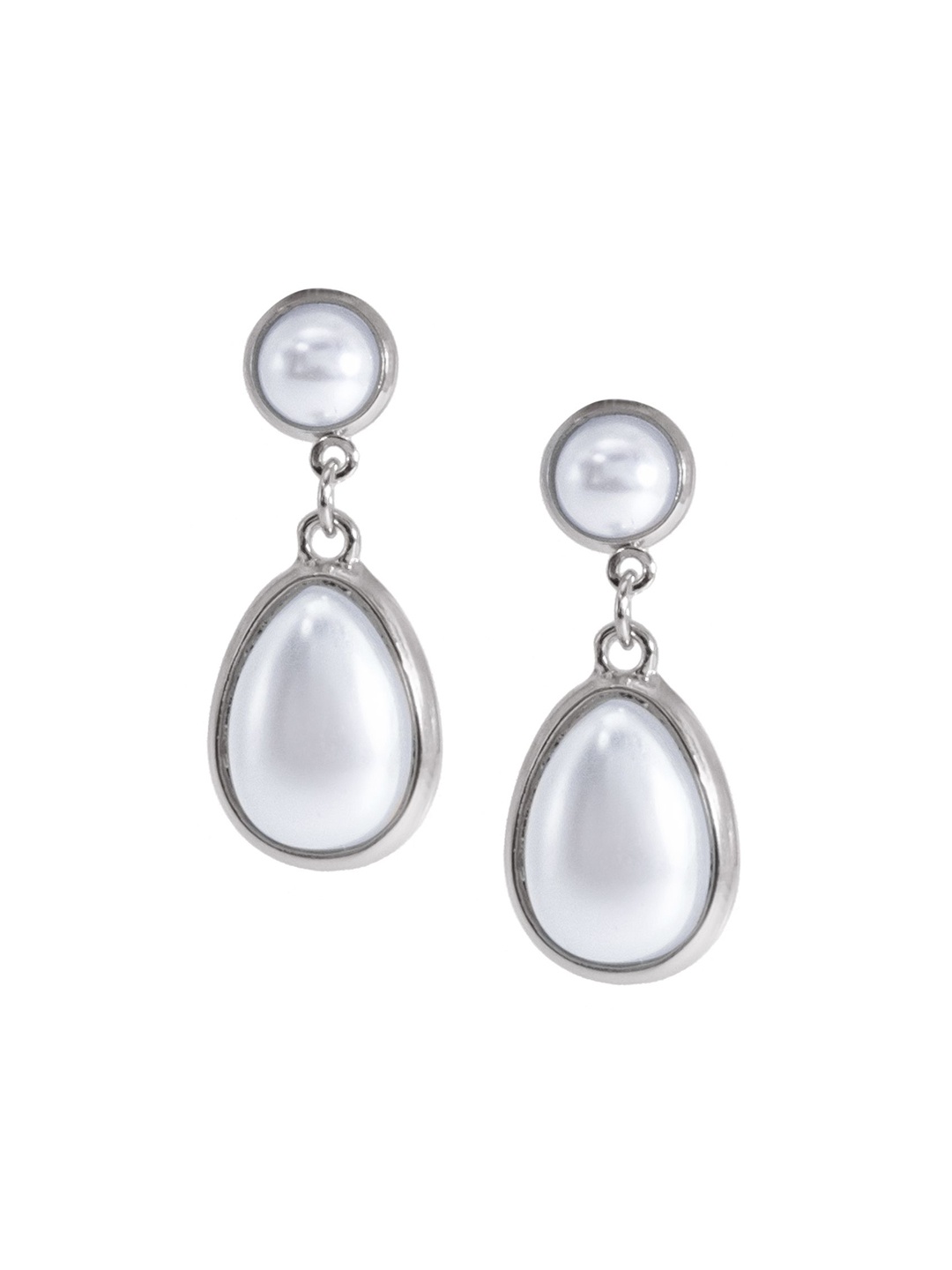 

Shining Jewel - By Shivansh Silver-Plated Beaded Drop Earrings