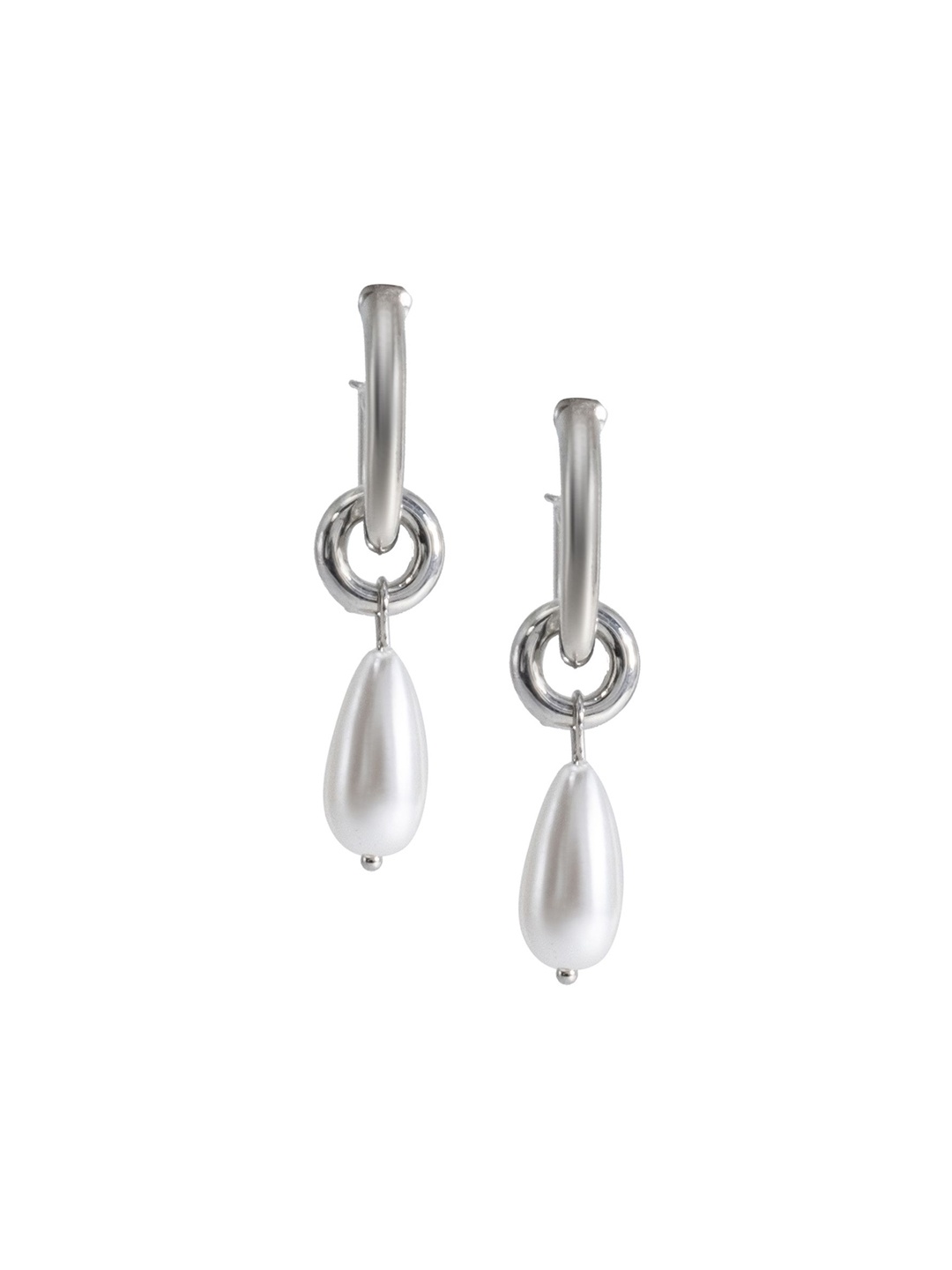 

Shining Jewel - By Shivansh Silver-Plated Beaded Drop Earrings