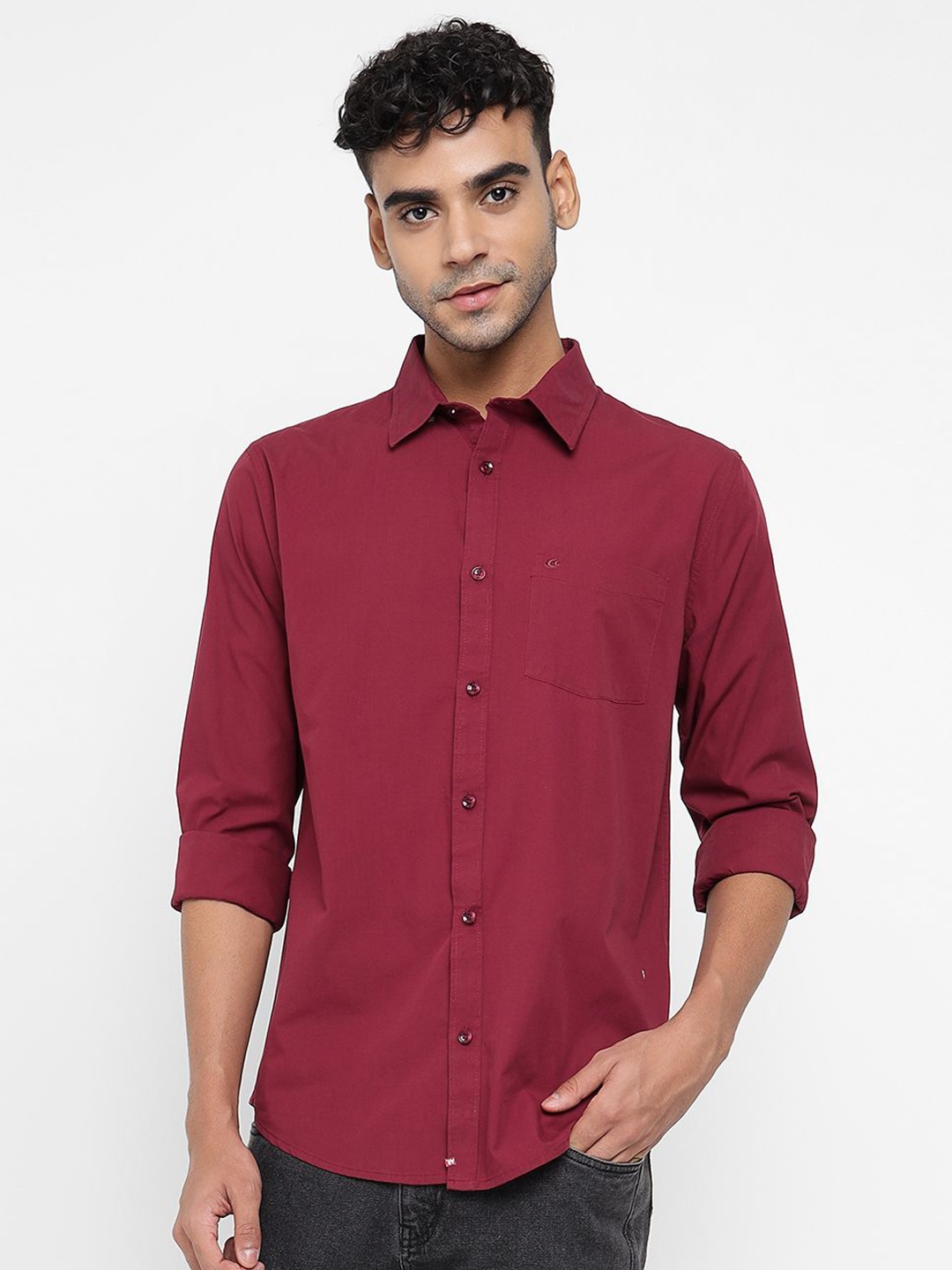 

Allen Cooper Men Solid Slim Fit Opaque Formal Shirt, Maroon