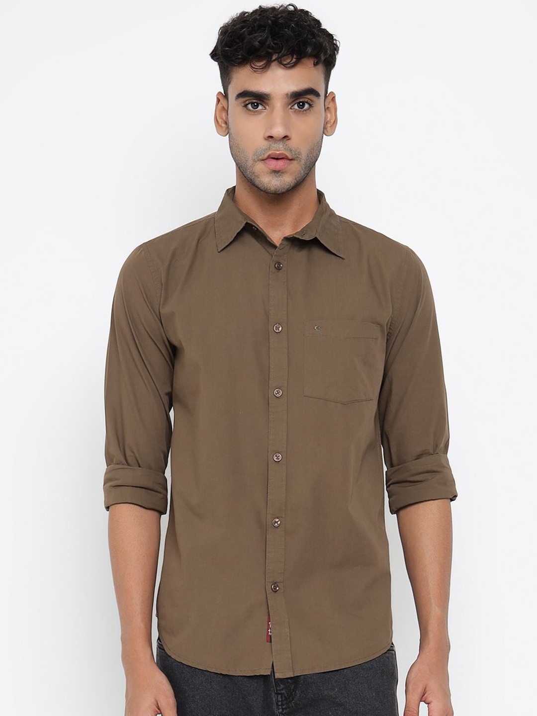 

Allen Cooper Men Solid Slim Fit Opaque Formal Shirt, Brown