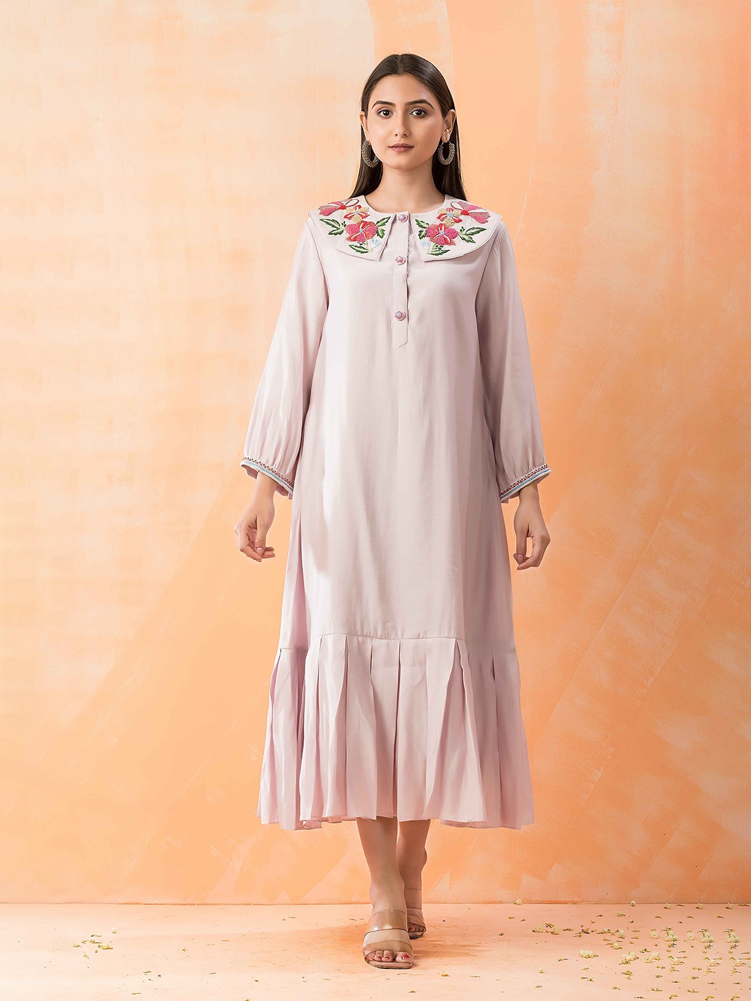 

SACRED SUTA Women A-Line Midi Dress, Pink