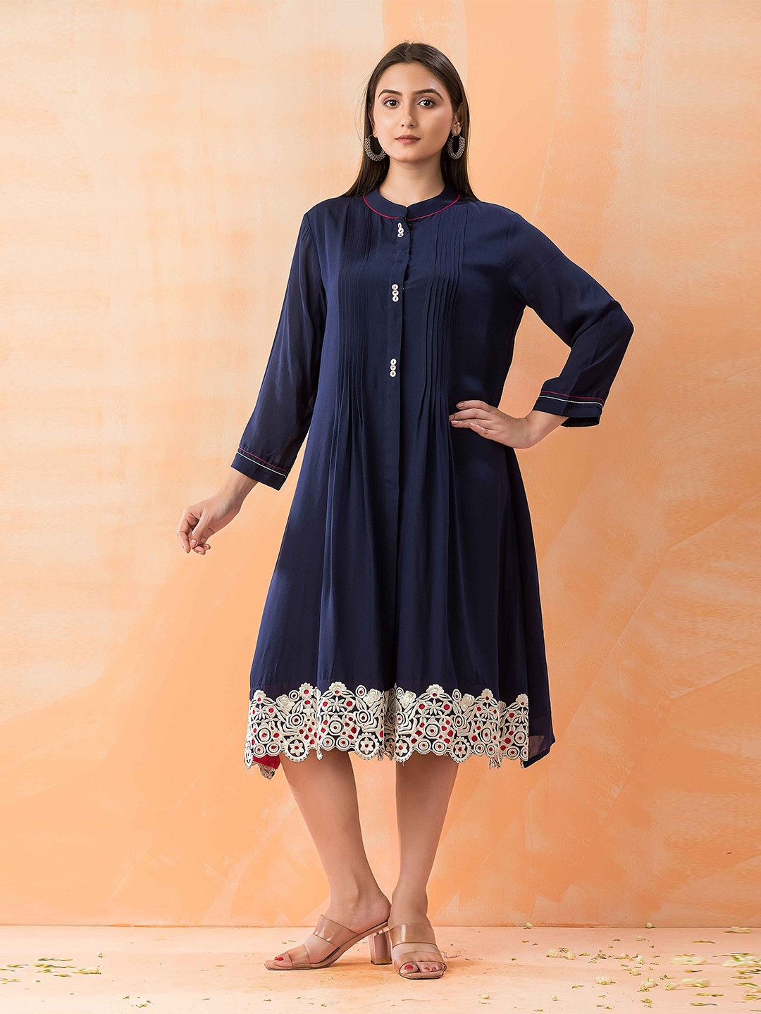 

SACRED SUTA Women Knee Length A-Line Dress, Blue