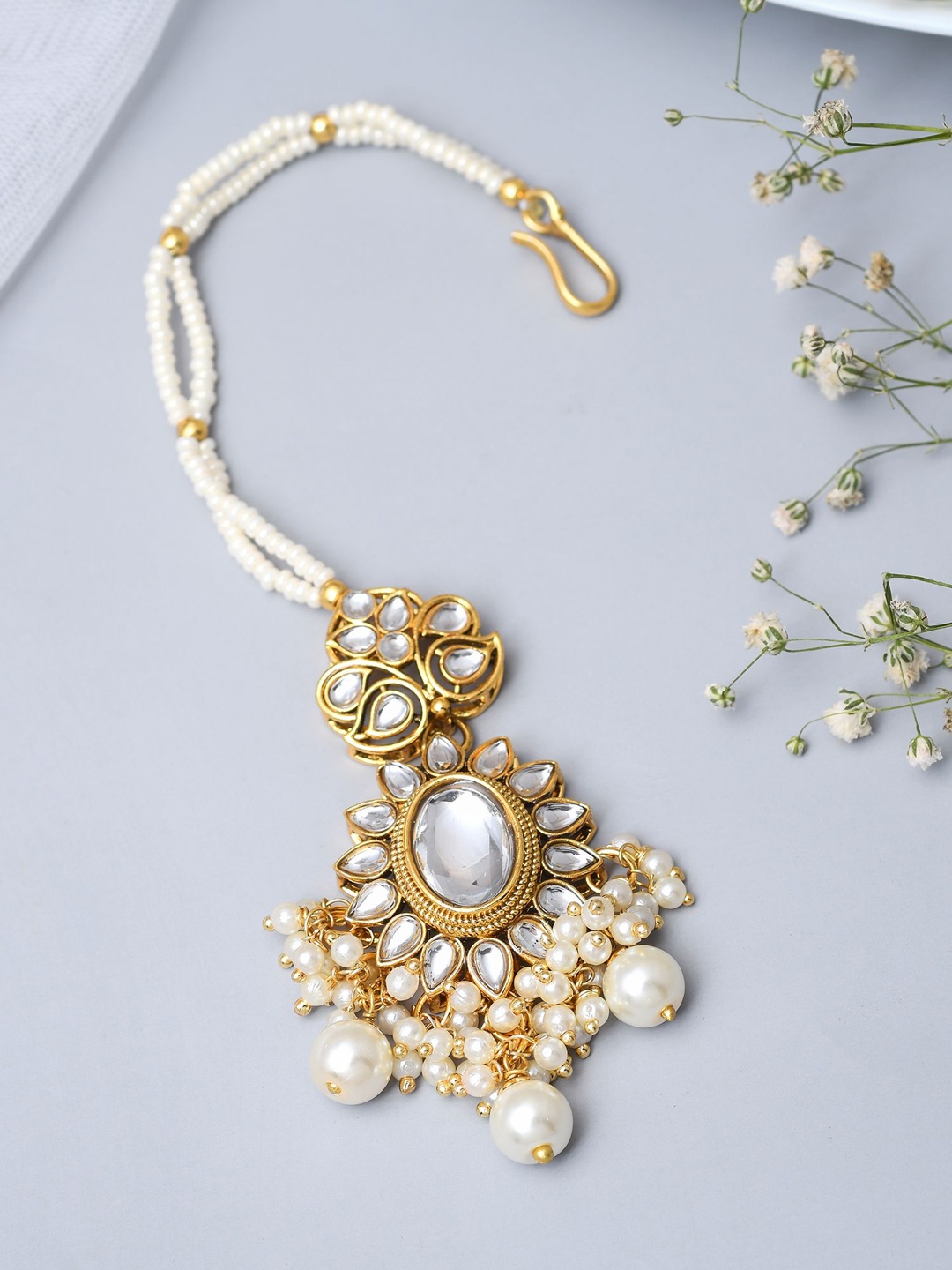 

Designbox Kundan-Studded Maang Tikka, Gold