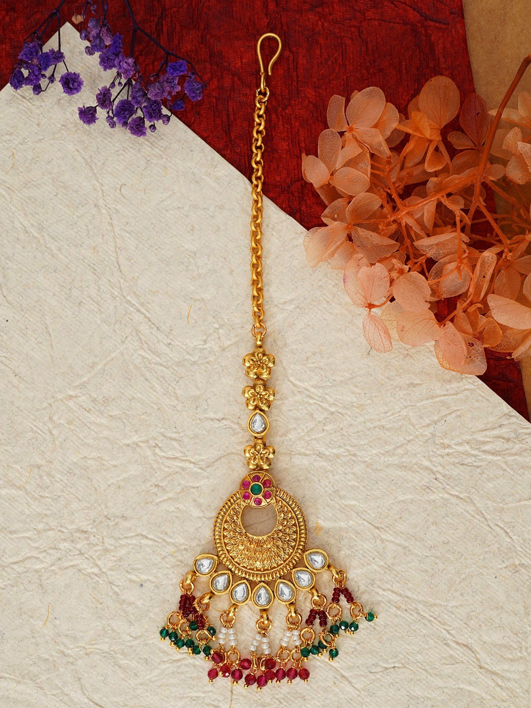 

Designbox Stones-Studded Maang Tikka, Gold