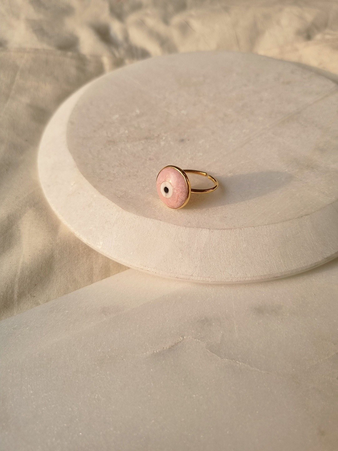

Kirikiri 22KT Gold Plated Crystal Studded Evil Eye Adjustable Finger Ring