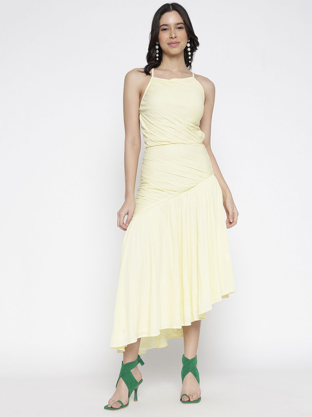 

La Intimo Crepe Fit & Flare Midi Dress, Yellow