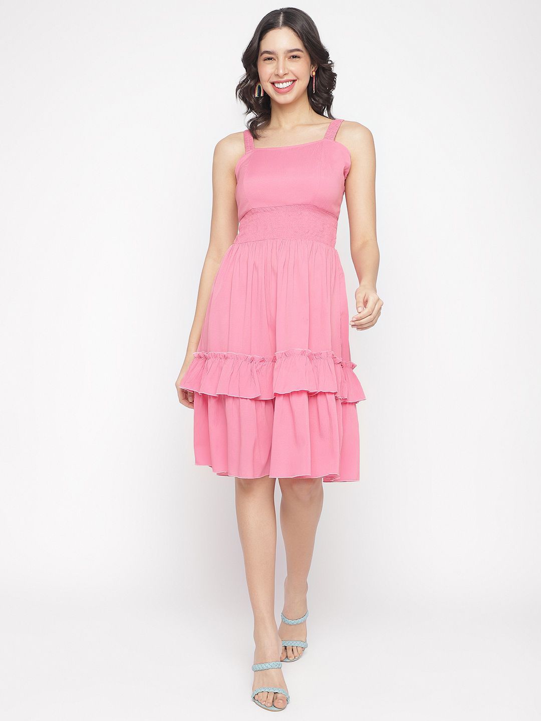 

La Intimo Crepe Fit & Flare Dress, Pink