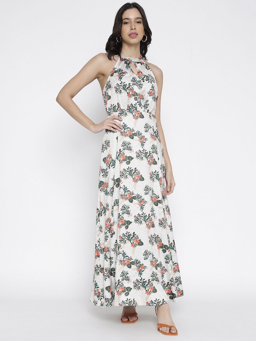 

La Intimo Floral Print Crepe Maxi Dress, Cream