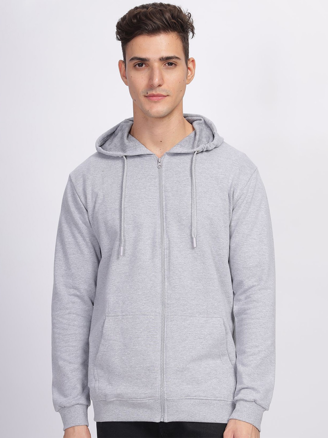 

ADRO Men Solid Long Sleeves Hooded Sweatshirt, Grey