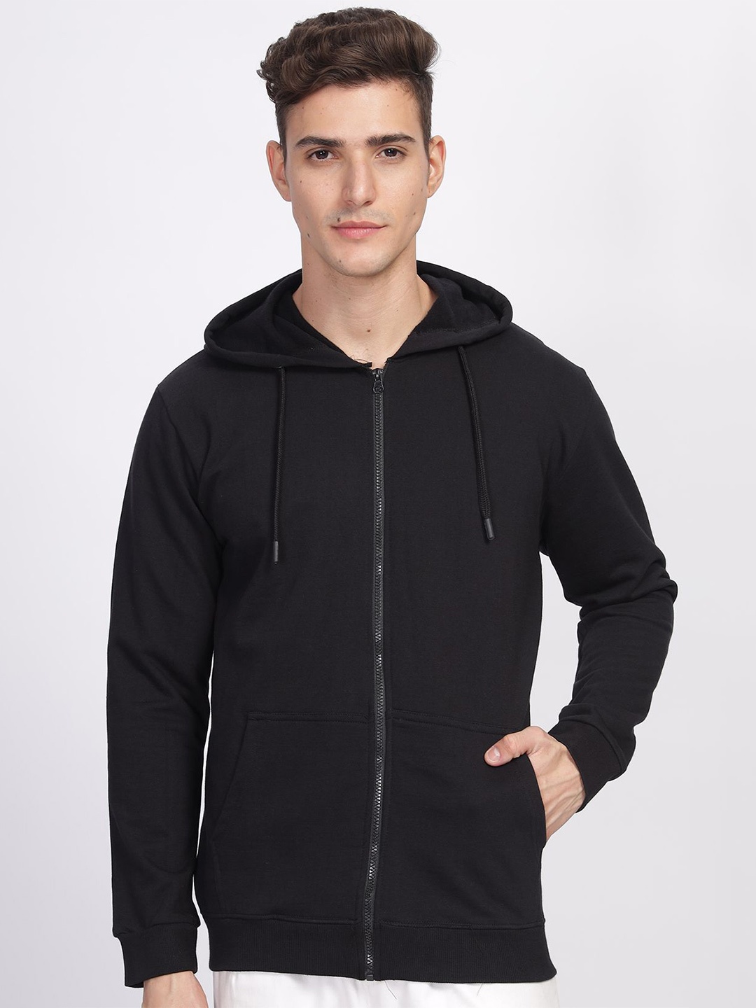 

ADRO Men Solid Long Sleeves Hooded Sweatshirt, Black