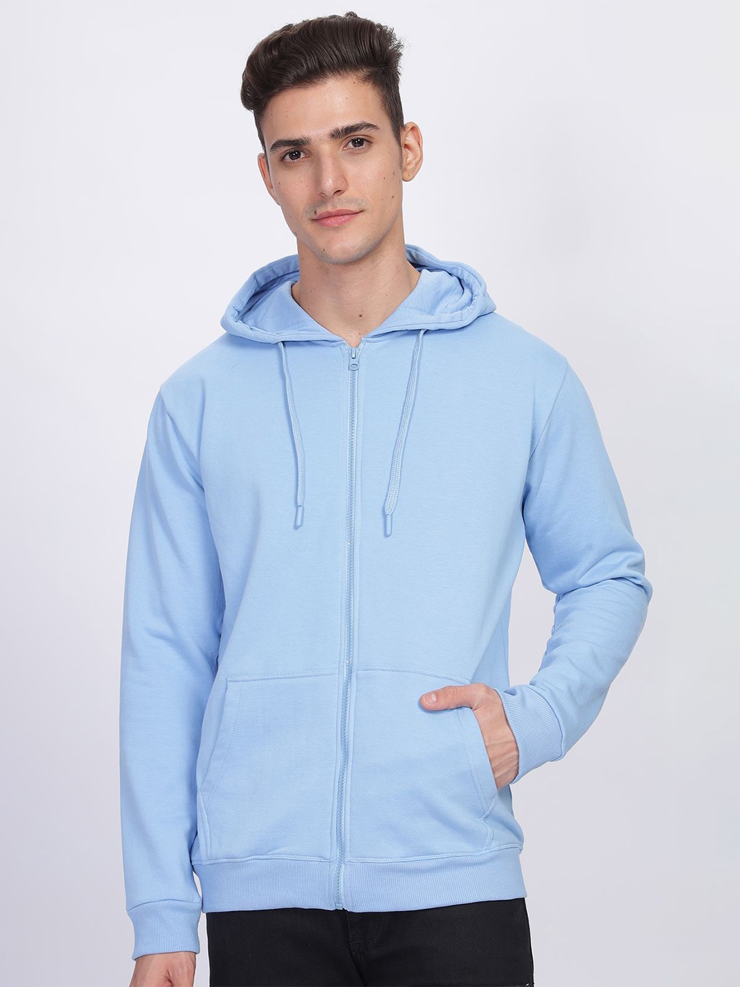 

ADRO Men Solid Long Sleeves Hooded Sweatshirt, Blue
