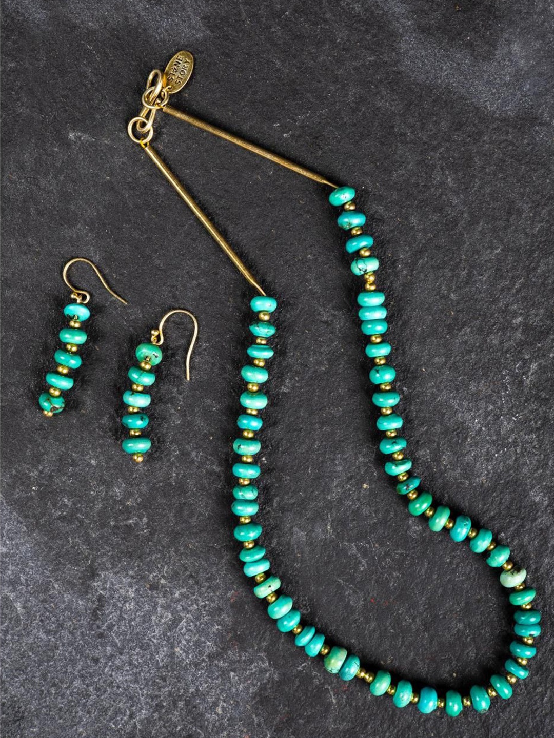 

Stone Story By Shruti 925 Sterling Silver 18KT Gold-Plated Turquoise-Beaded Jewellery Set