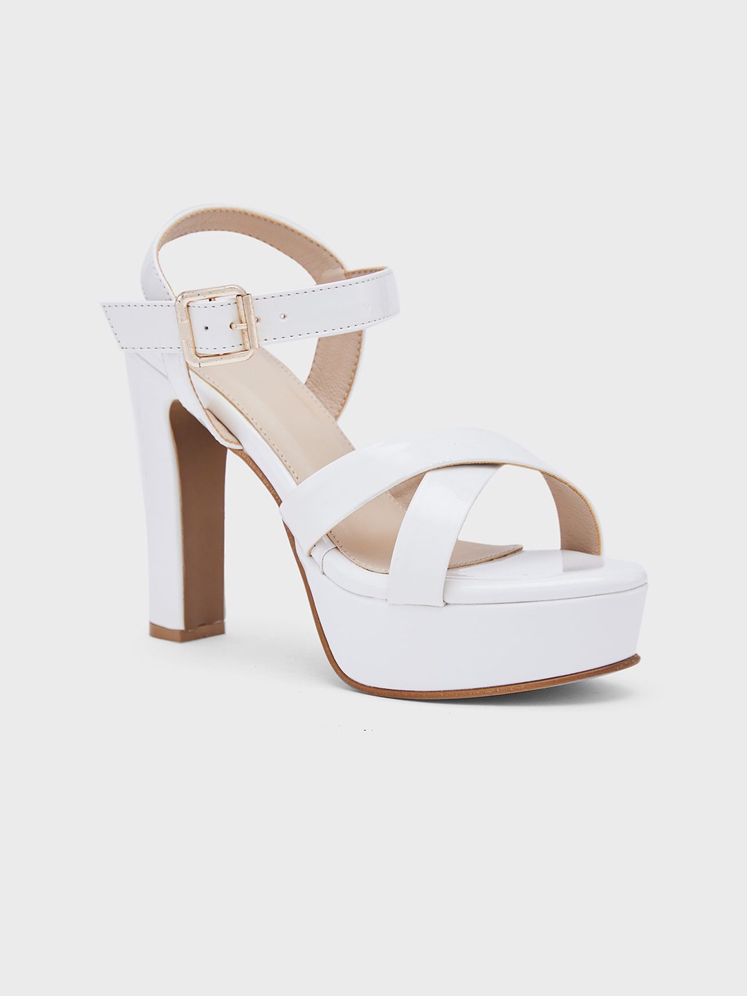 

Sole To Soul Block Sandals with Buckles, White