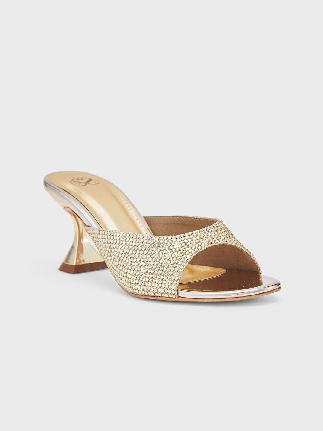 

Sole To Soul Embellished Block Mules, Gold