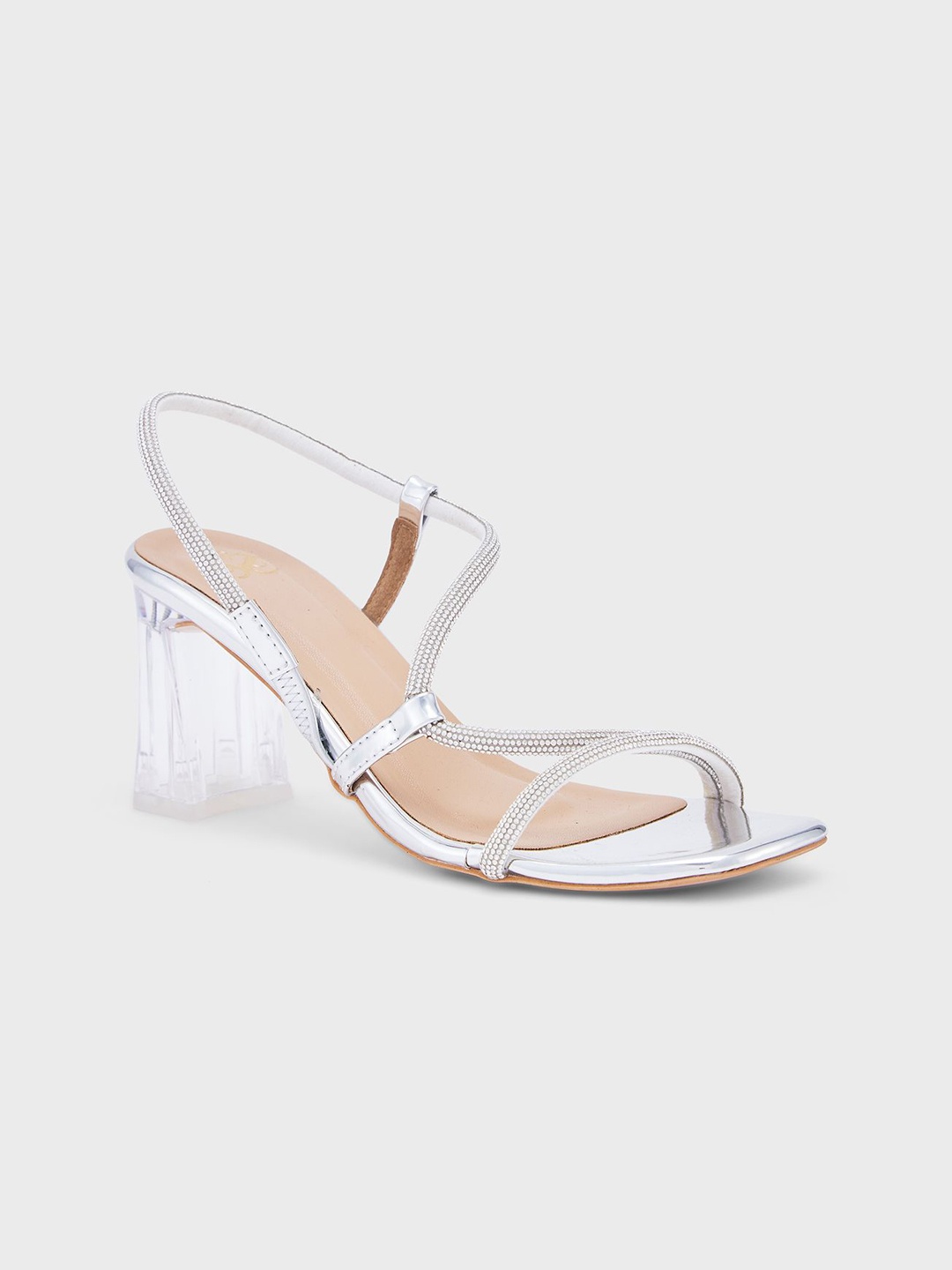 

Sole To Soul Embellished Block Sandals, Silver