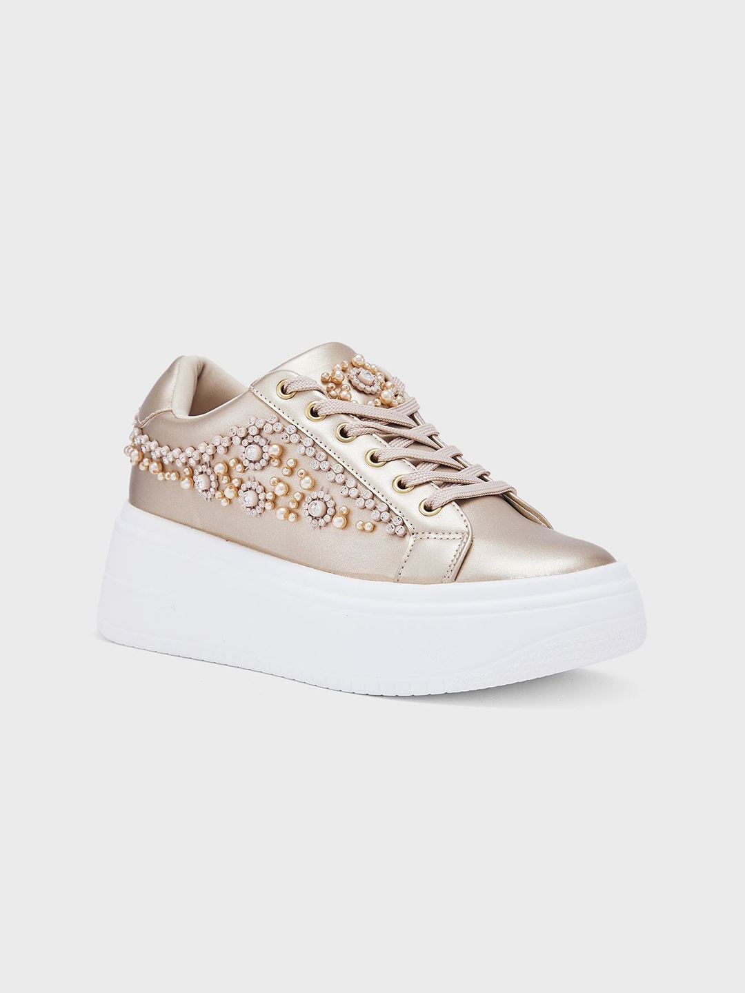 

Sole To Soul Women Embellished Lightweight Sneakers, Gold