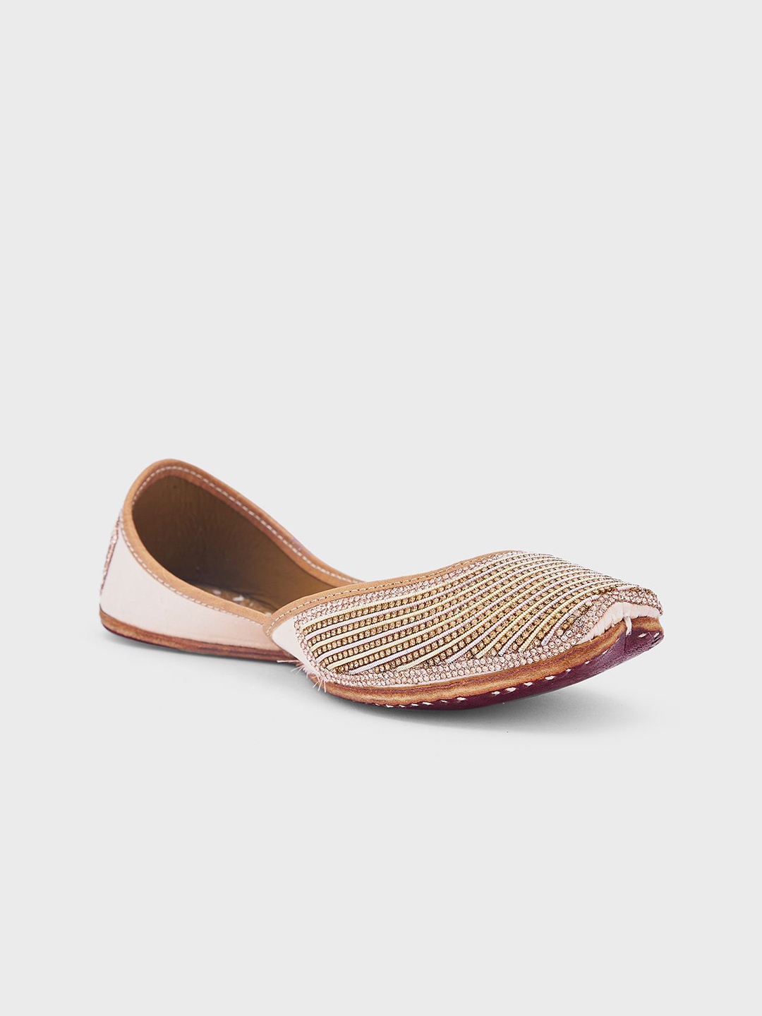 

Sole To Soul Women Embellished Ethnic Mojaris Flats, Champagne