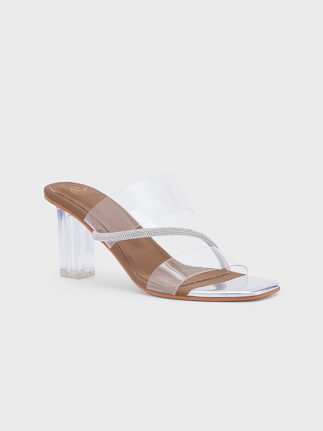 

Sole To Soul Embellished Block Mules, Silver