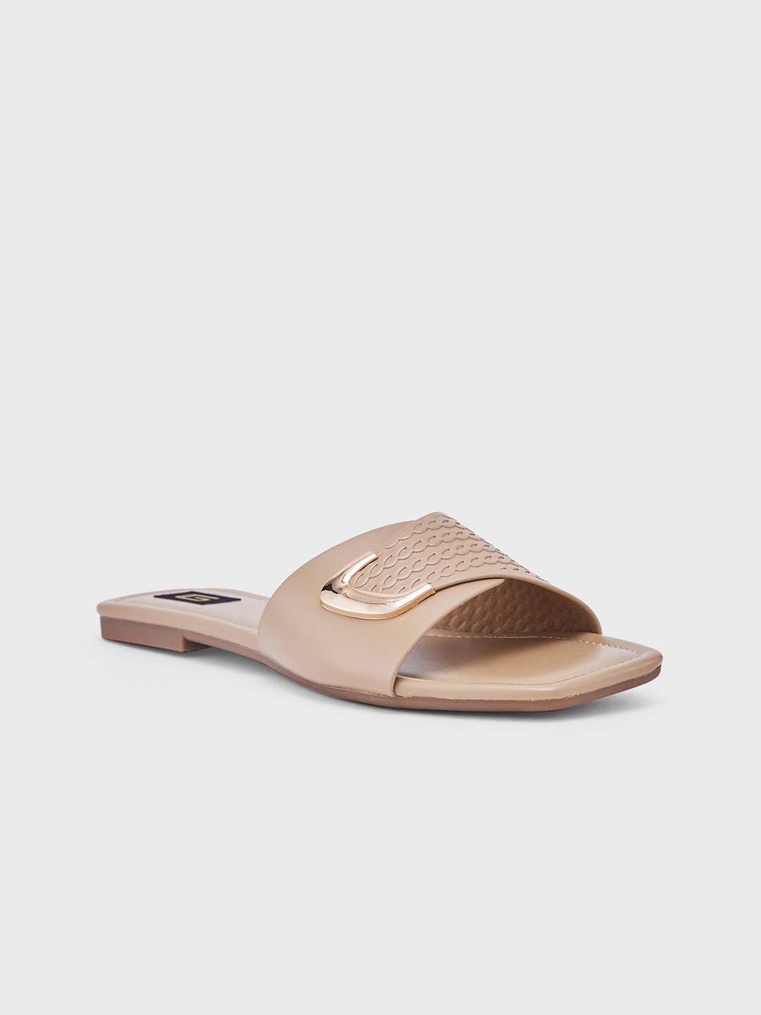 

Sole To Soul Women Textured Open Toe Flats, Beige