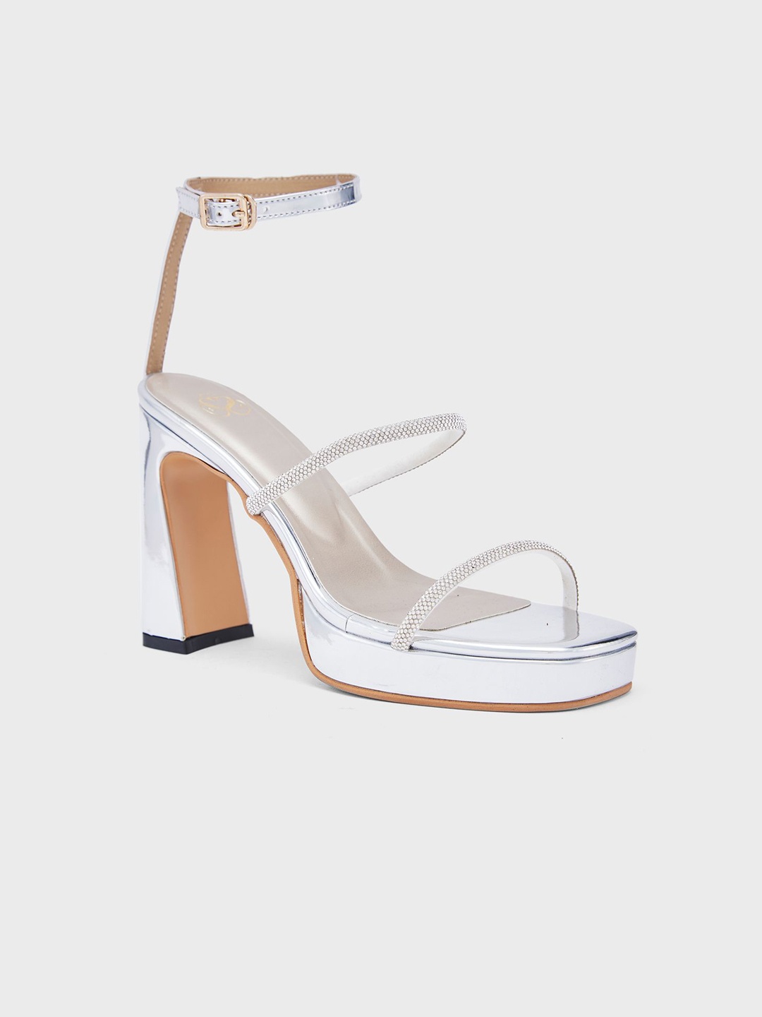 

Sole To Soul Ankle Loop Block Party Sandals, Silver