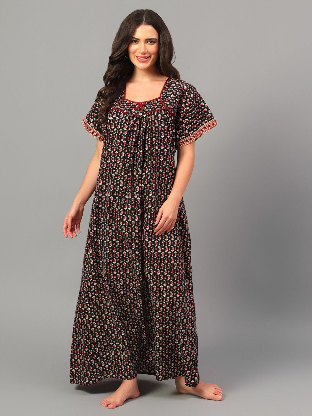 

PALIVAL Printed Maxi Nightdress, Black