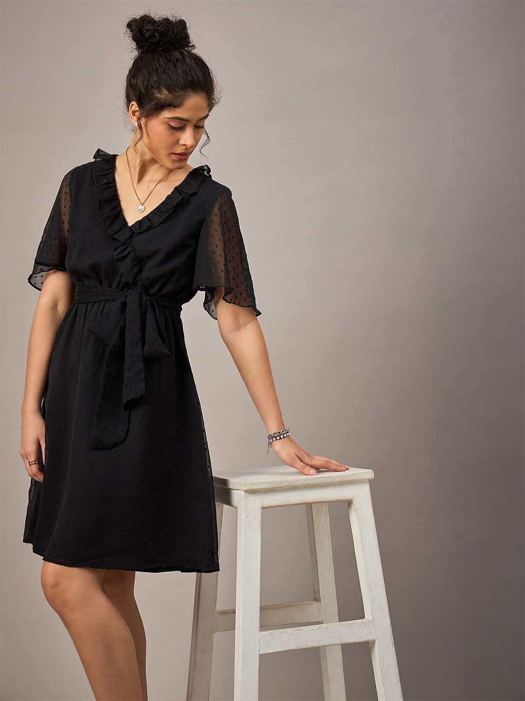 

The Roadster Lifestyle Co V-Neck Fit & Flare Dress, Black