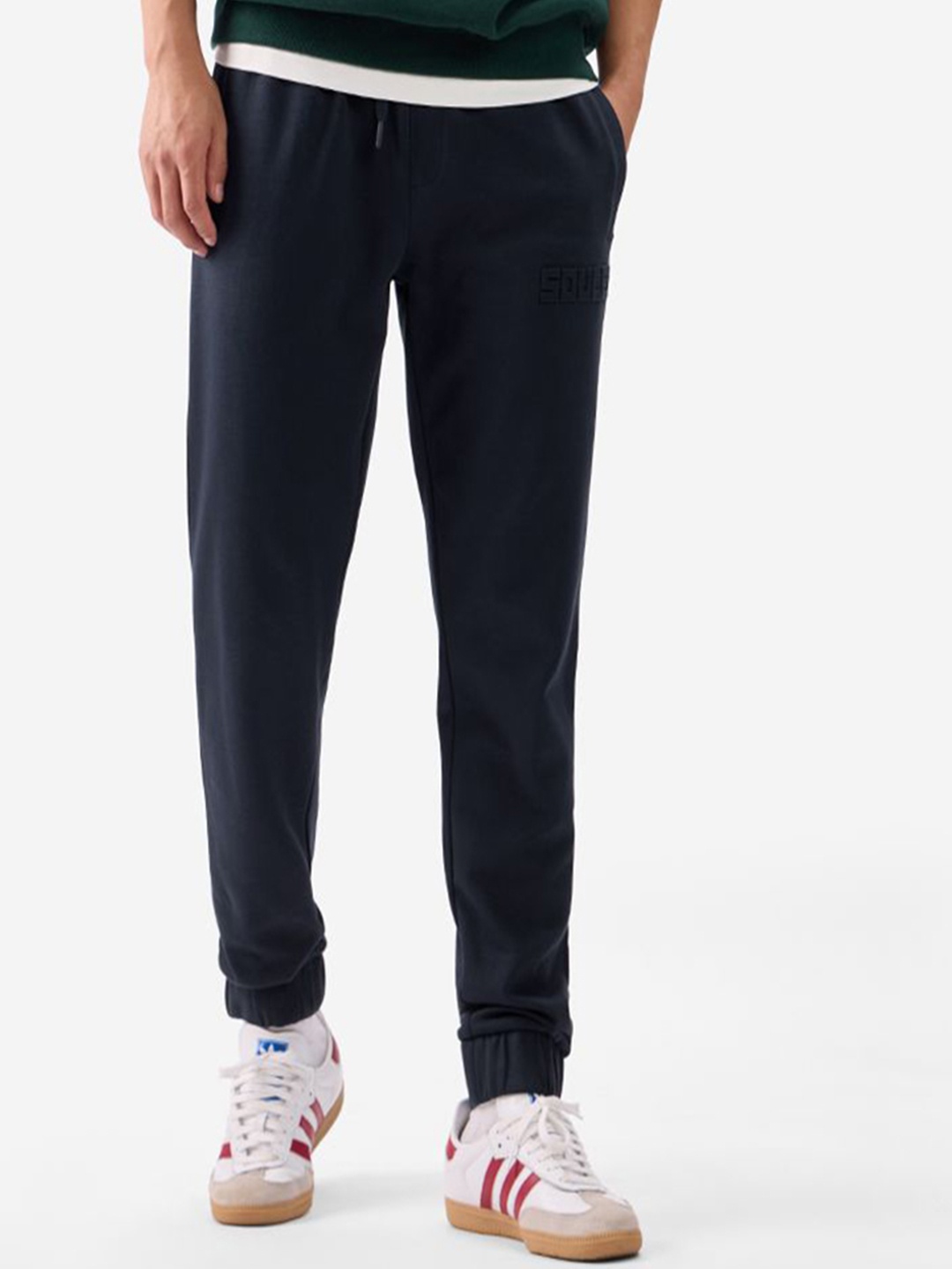 

The Souled Store Men Pure Cotton Ankle-Length Track Pants, Navy blue