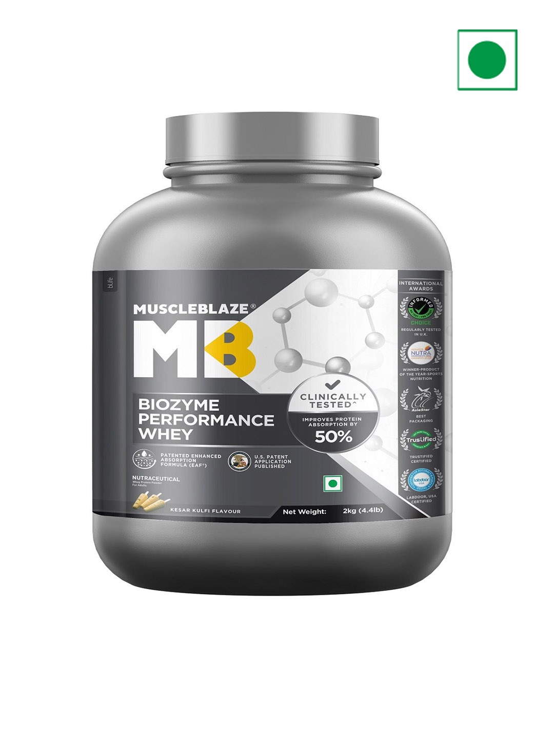 

MuscleBlaze Biozyme Whey Protein With Kulfi, - 2kg, White