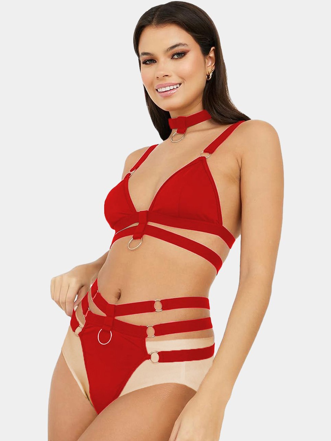 

KRENOZ Non-Padded Lingerie Set BK-1-RED-P3