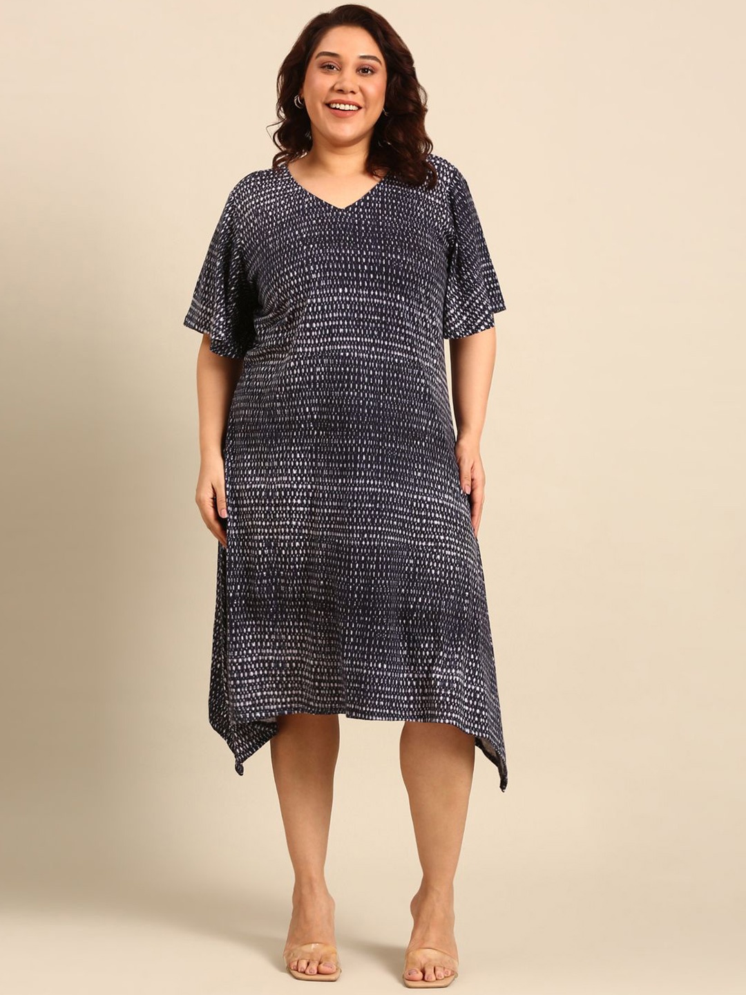 

The Pink Moon Print A-Line Cotton Midi Dress, Grey